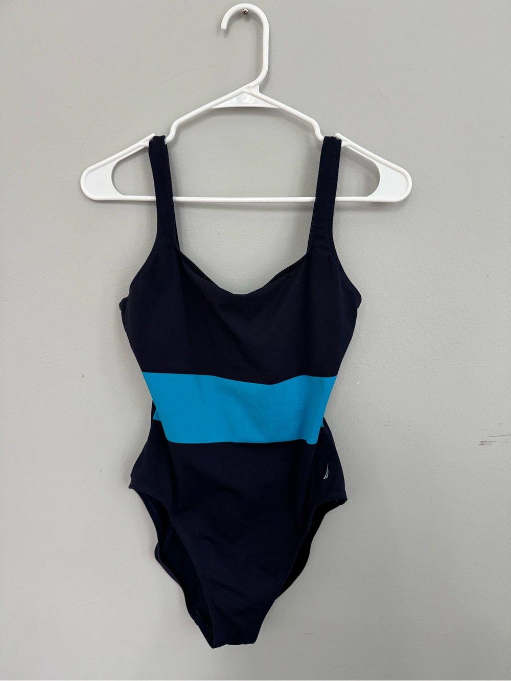 Nautica Navy One-Piece Swimsuit with Bright Blue Band